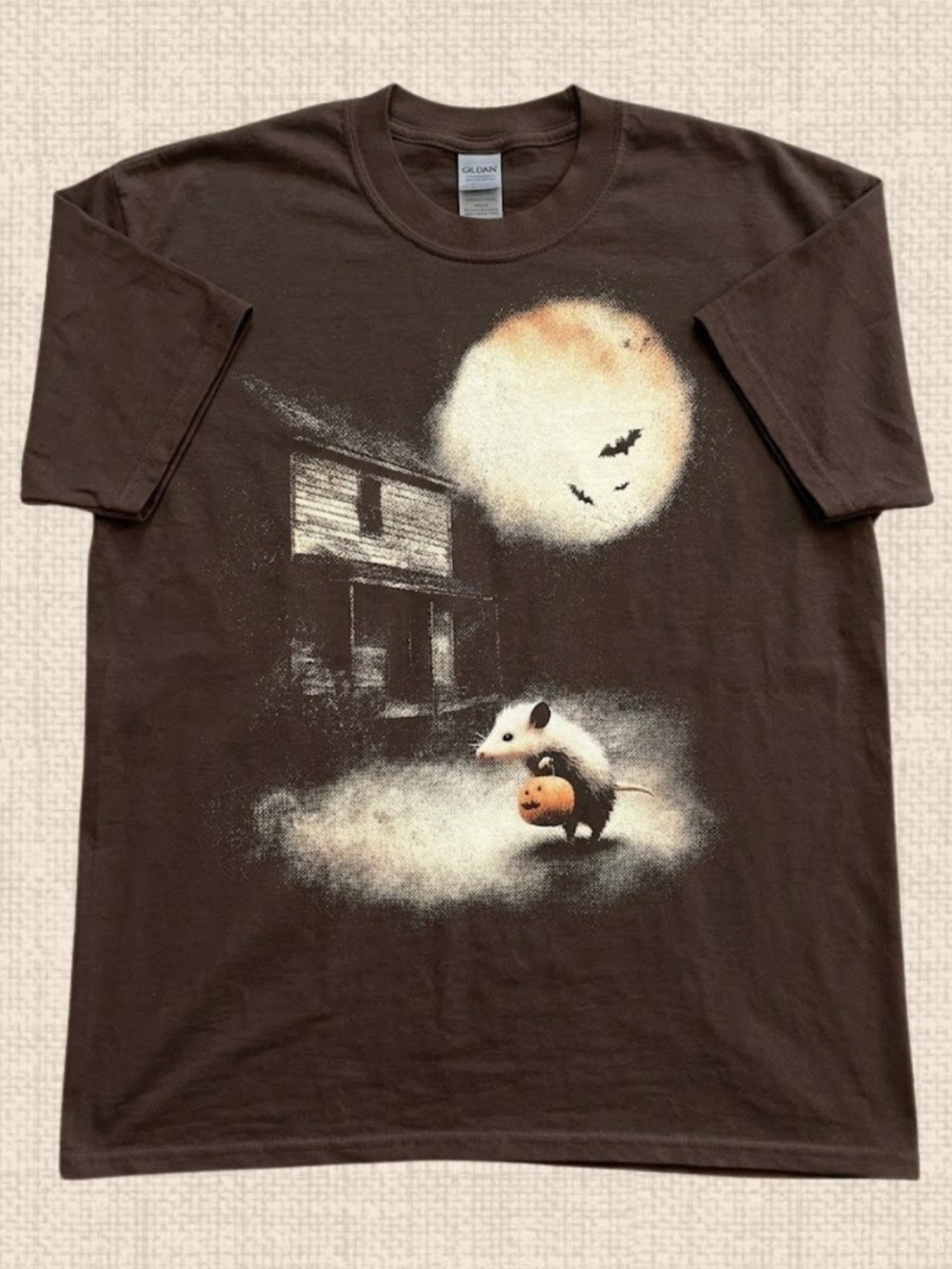 Halloween Opossum Pumpkin Graphic Tee Spooky Cottagecore Moon Farmhouse Vintage